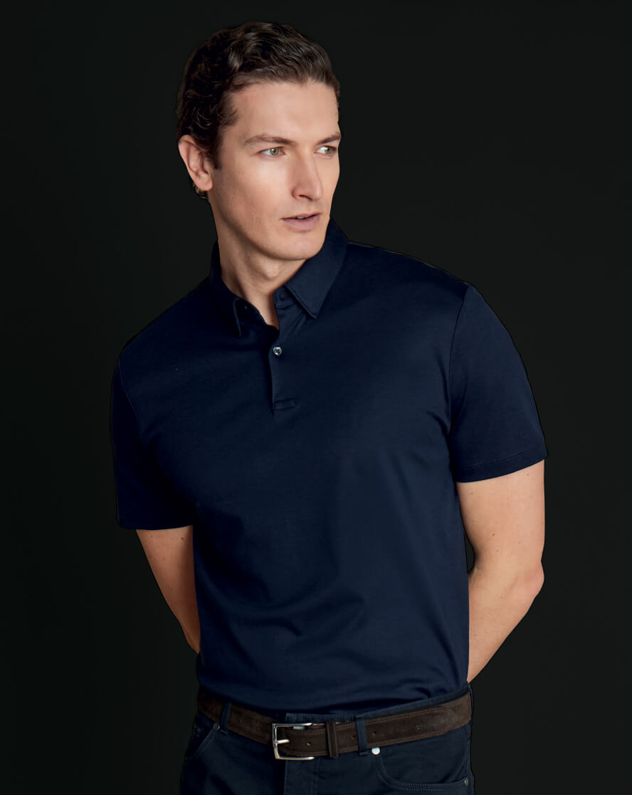 Smartes Jersey-Polo - Marineblau